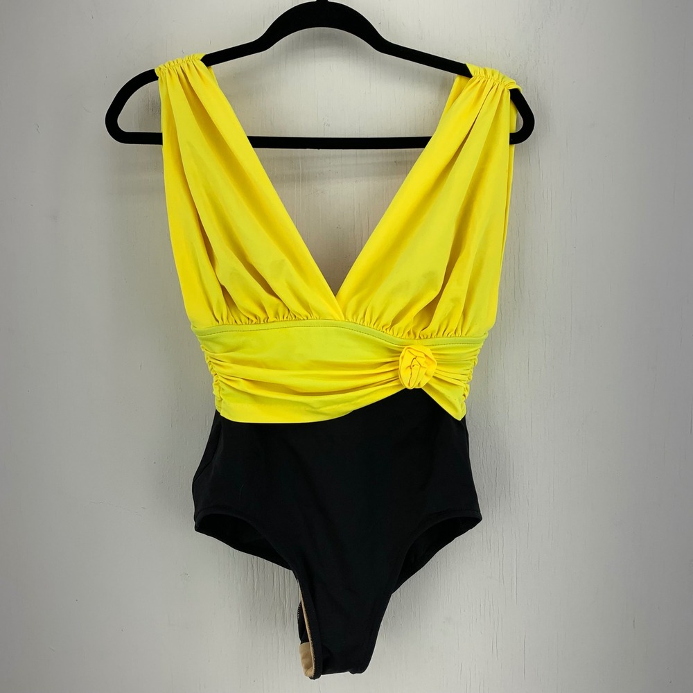 Vintage Catalina Womens 10 Retro Pinup Classic  Colorblock One Piece Swimsuit